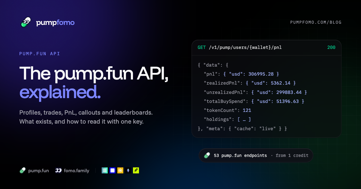 The pump.fun API: profiles, trades, PnL and callouts in one REST API