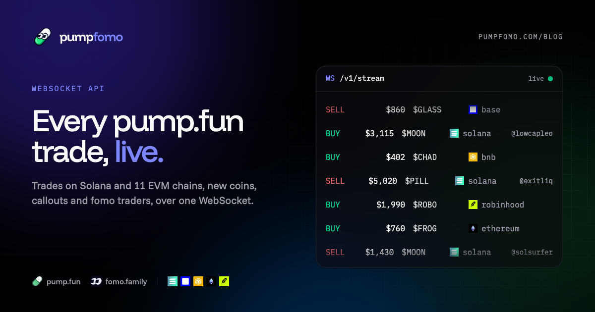 The pump.fun WebSocket API: live trades, new coins and callouts